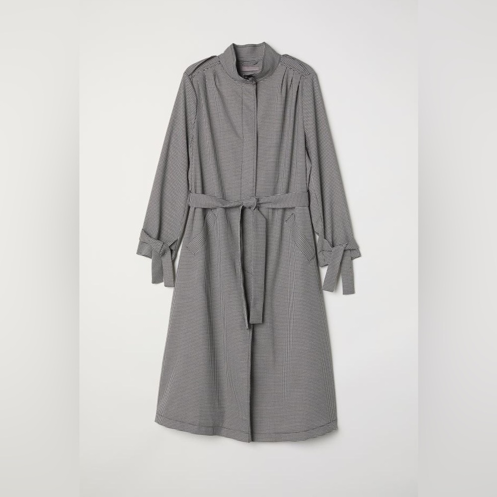 H&M Houndstooth Trenchcoat‎ with Bow Cuffs